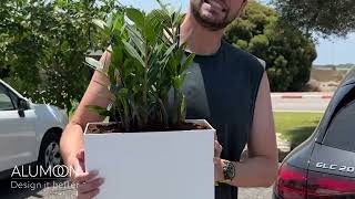 Aluminum planter with a twist: Hidden drawer, durable and beautiful.