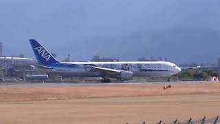 2023年1月4日 松山空港 ANA JA616A B767 鬼滅の刃ジェット-壱－ Takeoff