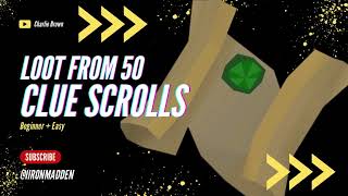 Loot from 50 clue scrolls OSRS Runescape beginner + easy clues -IIRONMADDEN -2024