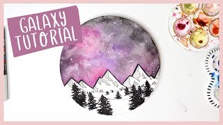 Night Sky Galaxy Watercolor Tutorial with Illustrated Mountains