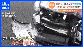 関東の広い範囲で大雪警報　各地でスリップ事故が…「ハンドルがタイヤごともっていかれた」｜TBS NEWS DIG