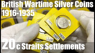 British Straits Settlements Silver....Wartime (Part 1) 1916-35 King George V 20c Coins