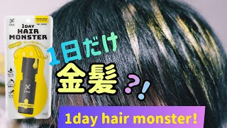 【ヘアカラーチェンジ？！】1日だけ金髪になれる「1Day hair monster」試してみた！！