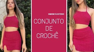 CONJUNTO DE CROCHÊ saia cropped Simone Eleoterio