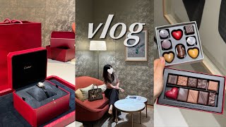 일상 VLOG🤍 오랜만에 쇼핑 언박싱👜 | 레인지로버 보그 | 까르띠에￼ | 베누아 시계￼ | 샤넬 미니백 | 발렌타인데이 | 캣휠 |