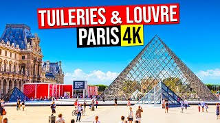 TUILERIES Garden & LOUVRE Museum, Paris France 4K (Walking tour in 4k)