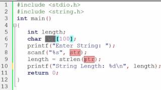Find string length using strlen function