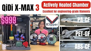 QiDi X-MAX 3: A Klipper Firmware CoreXY 3D Printer with a Fully Enclosed Actively Heated Chamber
