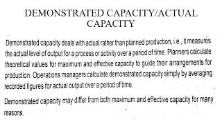 Operations Management: Module 3-  Capacity Part 2