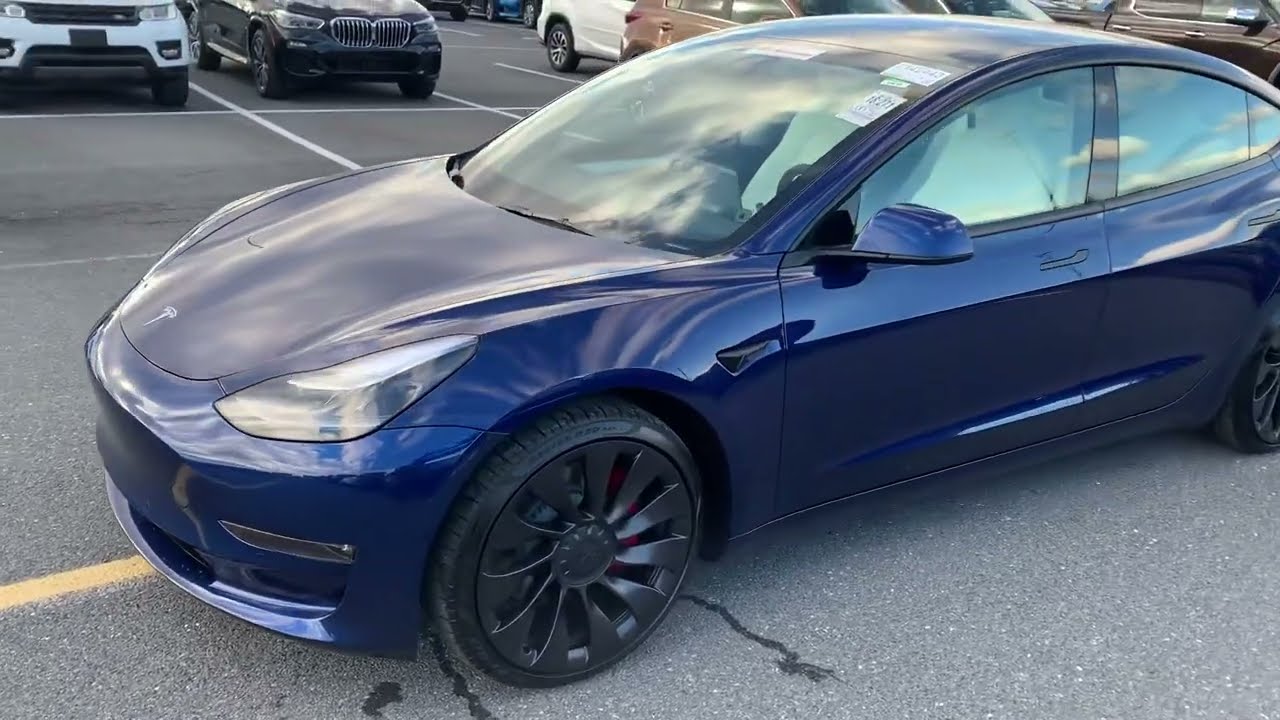 2022 TESLA Model 3 PERFORMANCE DUAL MOTORS BLUE - YouTube