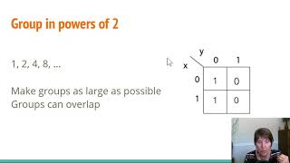 Using a Karnaugh map with two variables