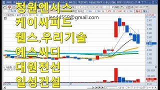 [주식강의] 정원엔시스.케이씨피드.웹스.우리기술.에스씨디.대원전선.일성건설