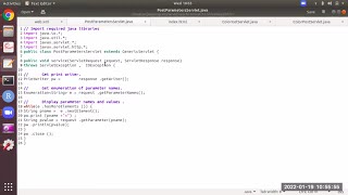 Reading Servlet Parameters Program