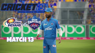 IPL 2021 MI v DC Match 13 | Cricket 19 PC Gameplay 1080P 60FPS