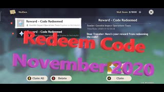 Genshin Impact | Redeem Code | Redemption Code | November 2020 | Trinh Nguyen