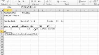 Bisection Example/Excel