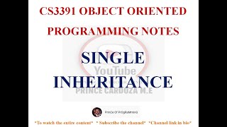 SINGLE INHERITANCE IN JAVA NOTES | CS3391 OBJECT ORIENTED PROGRAMMING NOTES | 2021 REGULATION CSE
