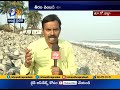 sea erosion sea water breaches beach troubling residents of uppada geotube wall destroyed