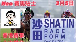 【賽馬貼士】2023年3月5日 香港沙田賽事 心水推介 | 沙田馬場 Shatin Racecourse Hong Kong Horse Racing