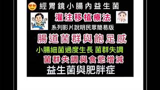 腸道菌群控制食慾的作用機制探討～兼論小腸內益生菌灌注移植輔助治療的探討與經驗分享。小腸內益生菌灌注者：宏恩醫療財團法人宏恩綜合醫院 胃腸肝膽科 譚健民醫師。小腸內益生菌灌注移植療法的理論基礎。