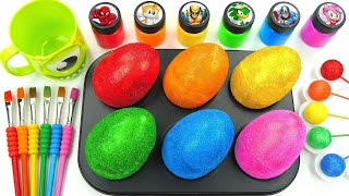 Oddly Satisfying Video | How To Make 6 Glitter EGGS From Glossy Lollipop Candy | Cutting ASMR