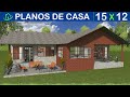 Plano de Casa 3 Habitaciones 15x12 Metros