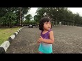 Two Years Old Lady Angler Learning Casting Fishing at Marina Beach