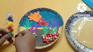 Paper Plate Aquarium// How to make fish aquarium of paper plate// fish tank// DIY// school project