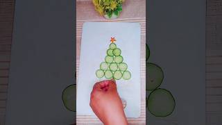 Christmas tree🎄 #christmastree #cucumbercarving #vegetableart #craft #art #diy #saladart #carving