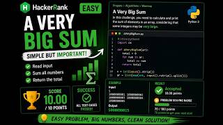 HackerRank — A Very Big Sum | Python 3 | Easy Array Warmup Challenge