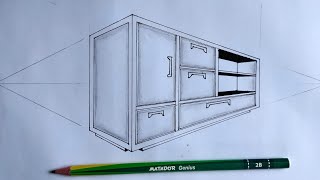 How To Draw Cupboard Cabinet in 2 Point Perspective