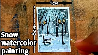 Watercolor Snow Landscape Painting /Naveen Chandra Art