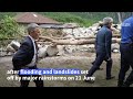 swiss village covered in rocks after flooding and landslides afp