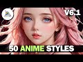 Insane 50 Anime Styles with Midjourney v6.1 (Prompts Included)