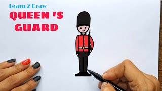 How to Draw QUEEN'S GUARD - Easy Drawing Videos Using Simple Shapes - British Guard