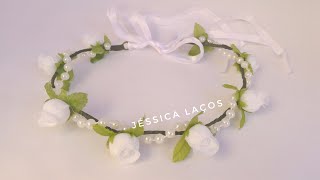 DIY PAP Coroa de flores com perólas headbands flower