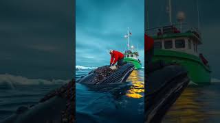 A old fisherman  cleaning a majestic whale brancles #whale #sealife