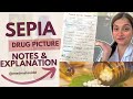 Sepia Drug Picture|Notes|Explanation|Female Complaints|Sepia Lady| Third Year BHMS