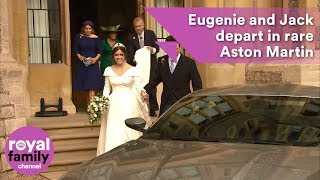 Princess Eugenie and Jack Brooksbank leave Windsor Castle in rare Aston Martin