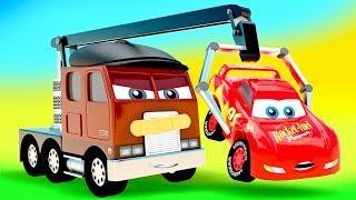 Little Cars Stories Color Track in Cars City. New Truck with Crane Machine Hand