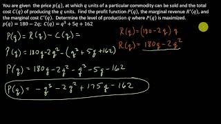 Business Calculus - Marginal Analysis Criterion For Maximum Profit