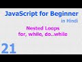 21 - JavaScript Beginner Tutorials - Nested Loop - For | While | Do While - Hindi