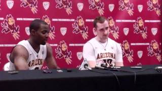 Ty Abbott and Rihards Kuksiks after ASU beats Oregon 3-3-11