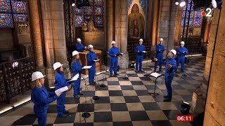 Notre Dame choir sing inside cathedral for Christmas - (France) - BBC News - 25th December 2020 (8)