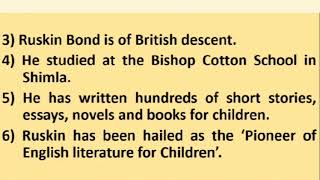 10 LINES ESSAY ON RUSKIN BOND