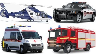 Emergency Vehicles for kids, Learn Name and Sounds #PoliceCar, Fire Truck,Ambulance, Helicopter