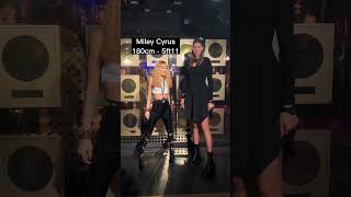 Miley Cyrus is barefoot 5‘5“ (165cm) tall and in those heels roughly 5‘11“ (180cm). #tallvsshort