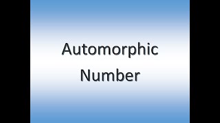 Java Program to check for Automorphic Number