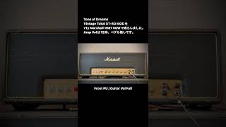 Tokai ST-80 ModをVintage Marshallで鳴らしました。アンプボリュームは12時の位置ですが、歪がギターボリュームに良く反応し、フルボリュームではかなり歪んでいます。