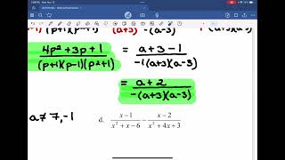 Math 20-1 Unit 6 Lesson 6.3 (Part II): Adding and Subtracting Rational Expressions